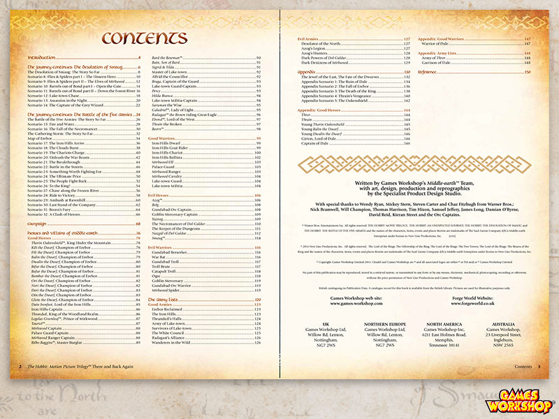 The Hobbit Rulebook - Contents Spread